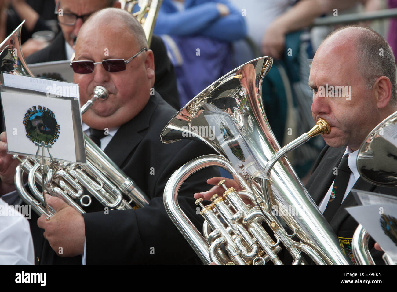 Whit Friday brass band contest at Denshaw in saddleworth Stock Photo