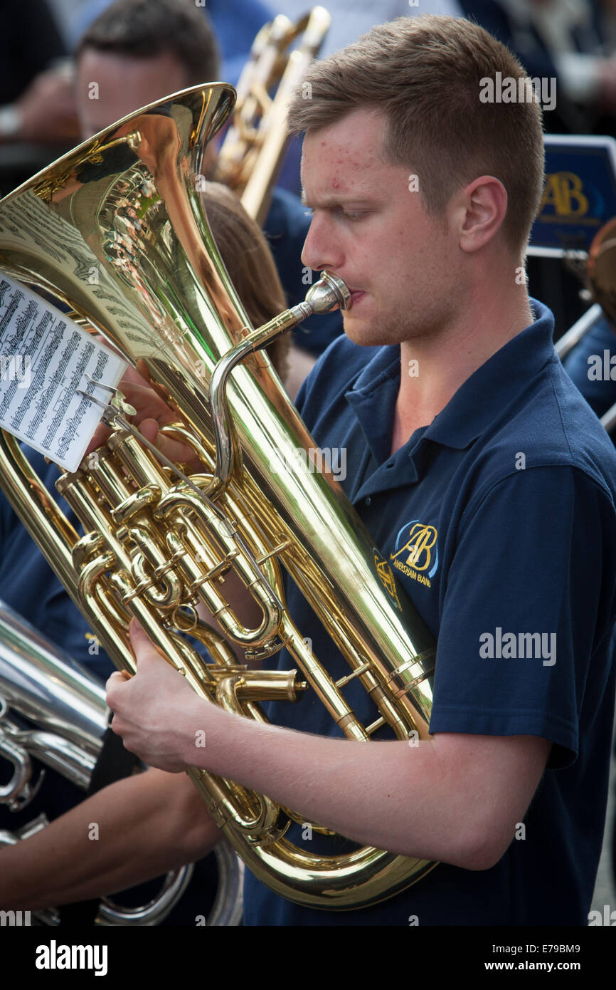 Whit Friday brass band contest at Denshaw in saddleworth Stock Photo