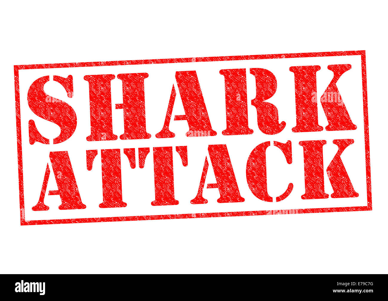 SHARK ATTACK red Rubber Stamp over a white background. Stock Photo