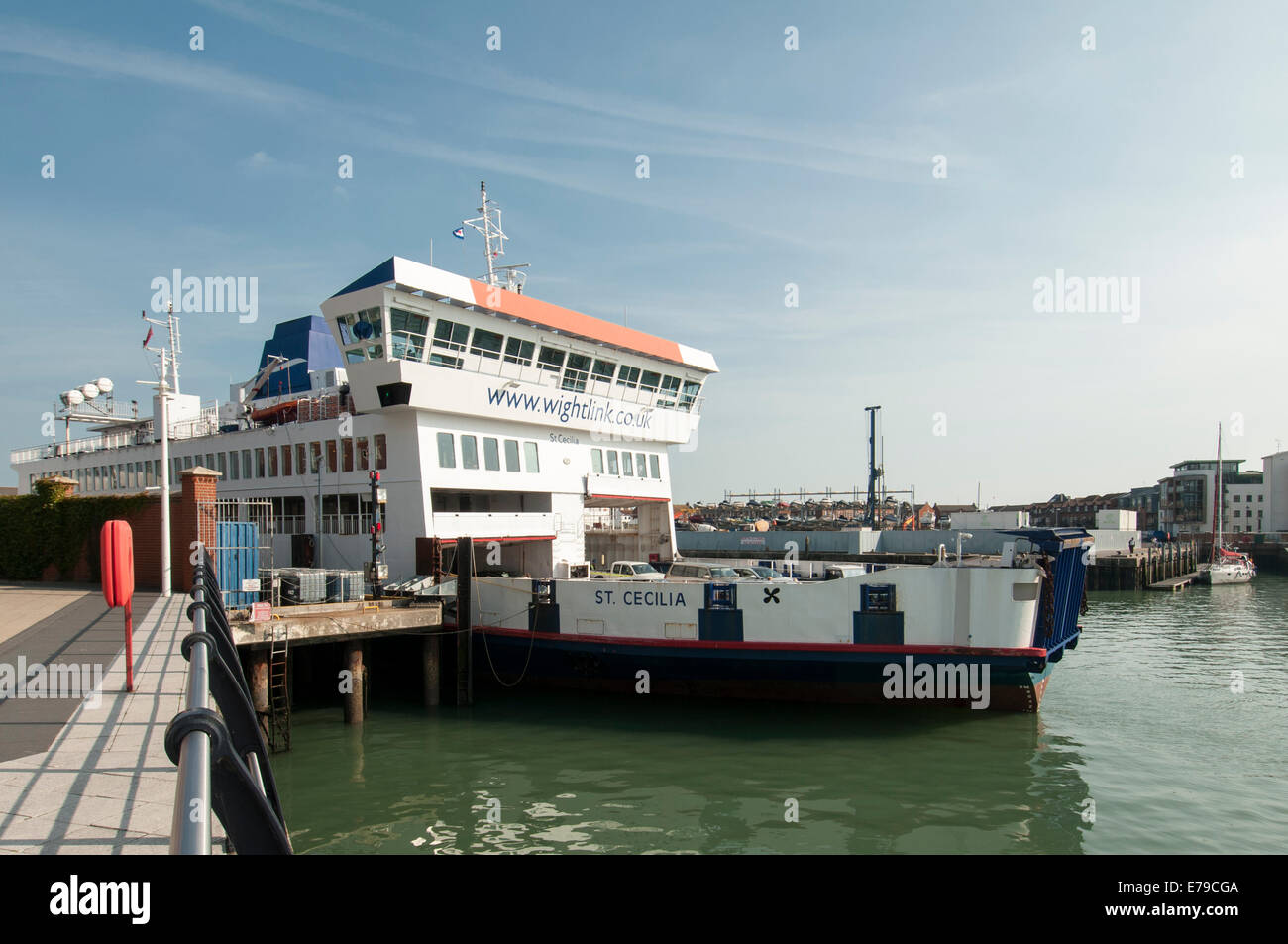 St Cecilia, Wightlink Isle of Wight ferry at Camber dock in Portsmouth Harbour Stock Photo