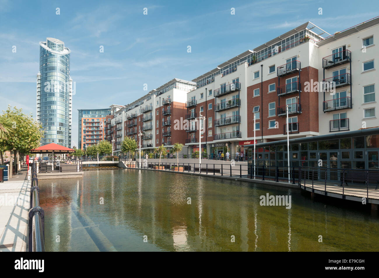 Apartments and the 'Lipstick' tower at Gunwharf Quays in Portsmouth
