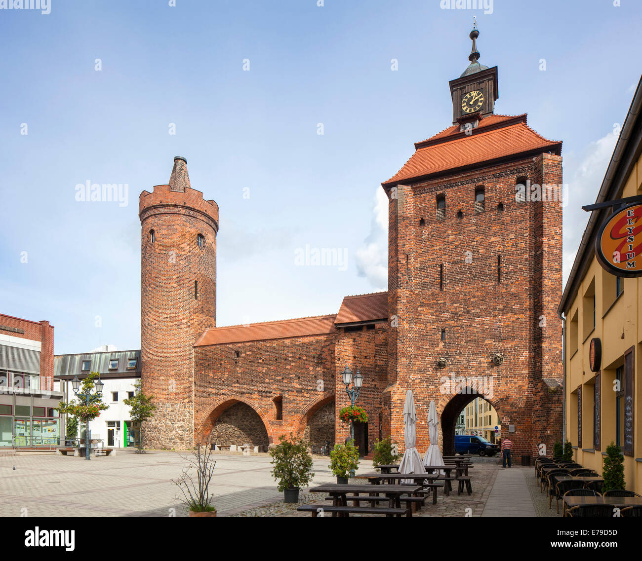 Steintor and Hungerturm, defence towers of medieval fortification, museum, Bernau, Brandenburg, Germany Stock Photo