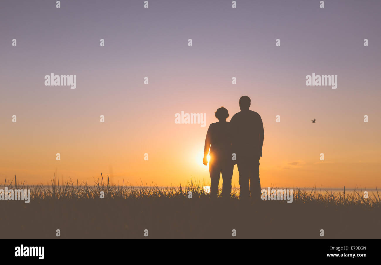 Couple silhouette holding hands hi-res stock photography and images - Alamy