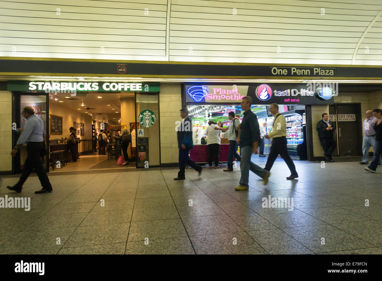 Restaurants and fast food establishments on the LIRR concourse in Pennsylvania Station in New