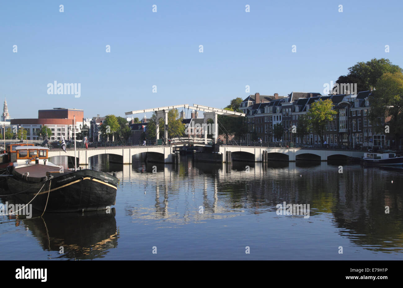 Magere Brug drawbridge over the River Amstel Amsterdam Stock Photo