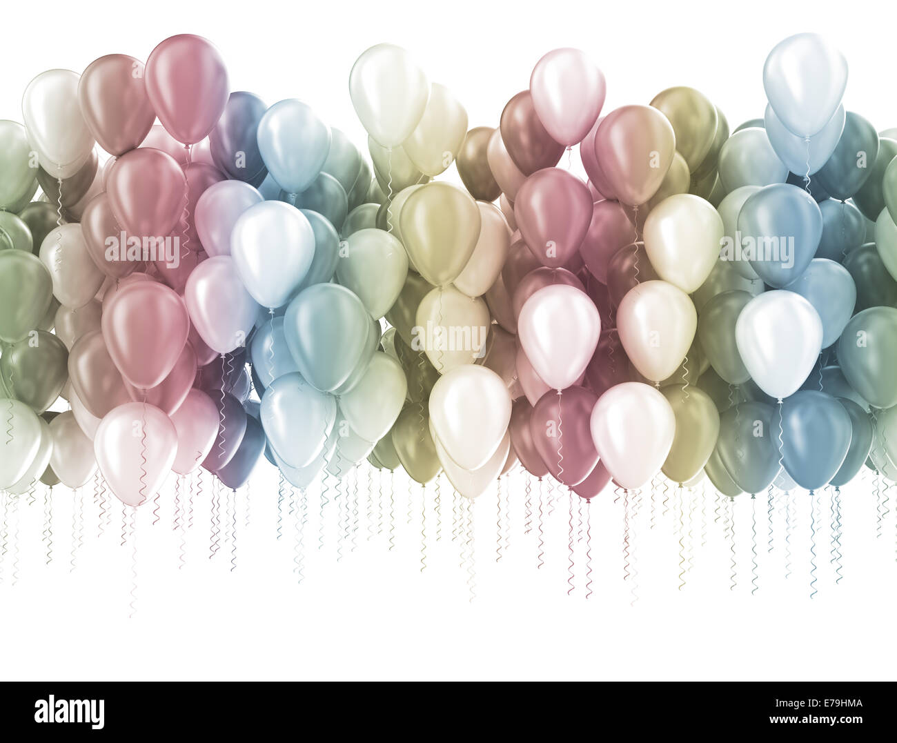 Multi color pastel color party balloons isolated on white Stock Photo