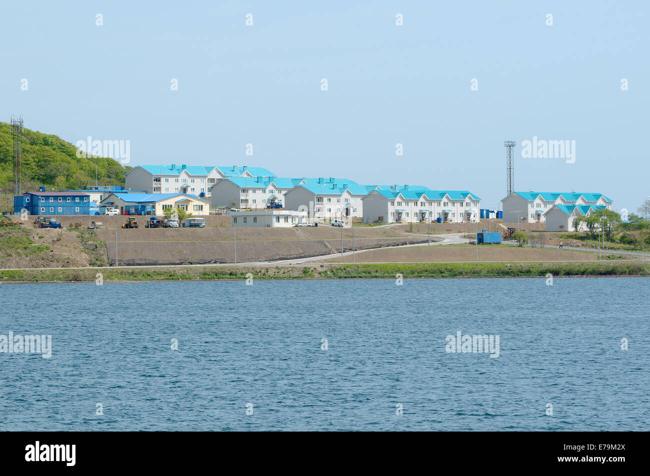 Cottages for builders Oceanarium., Vladivostok, Russky Island, Far East, Primorsky Krai, Russia Stock Photo