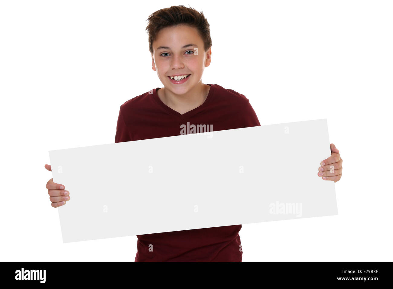 Boy holding blank sign hi-res stock photography and images - Alamy