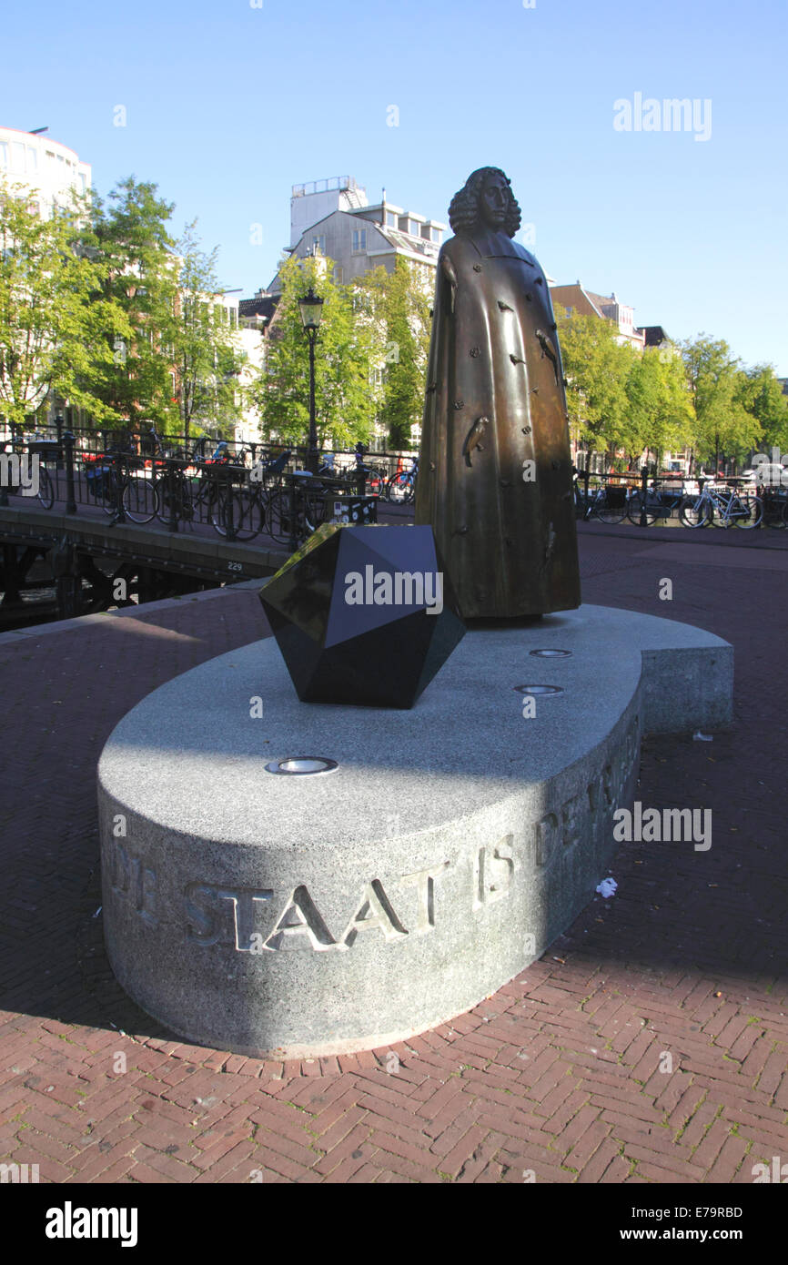 Spinoza Statue Amsterdam Holland Stock Photo