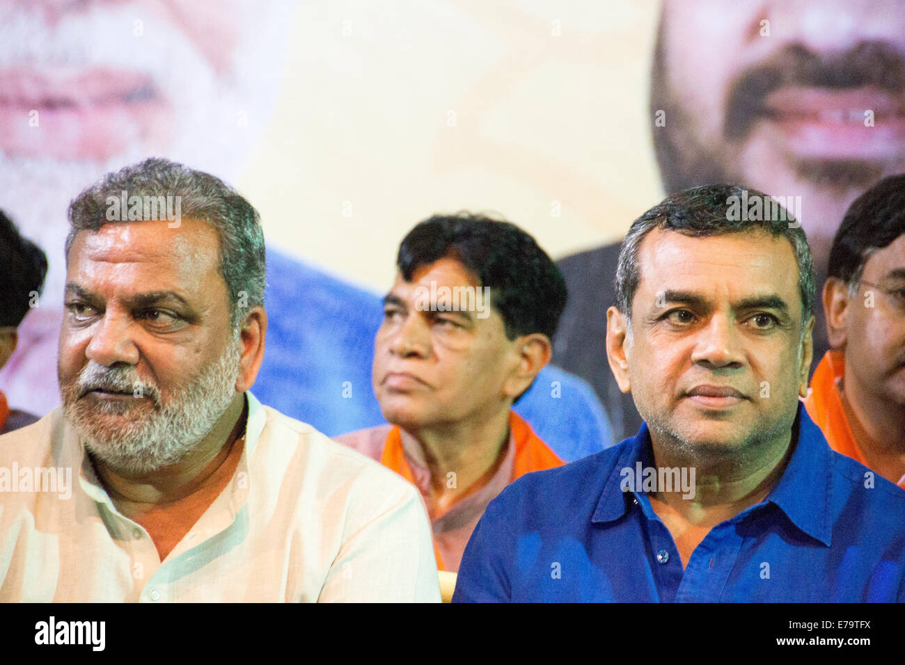 Gujarat, India. 10th Sep, 2014. Paresh Rawal along with gujarat cm in party campaigning for Assembly and one Lok Sabha seat in Gujarat, India. Credit:  Nisarg Lakhmani/Alamy Live News Stock Photo