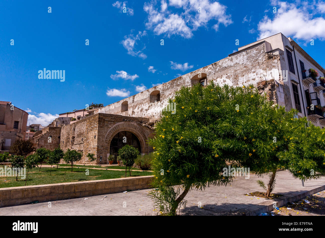 Old building with blue sky background Stock Photo - Alamy