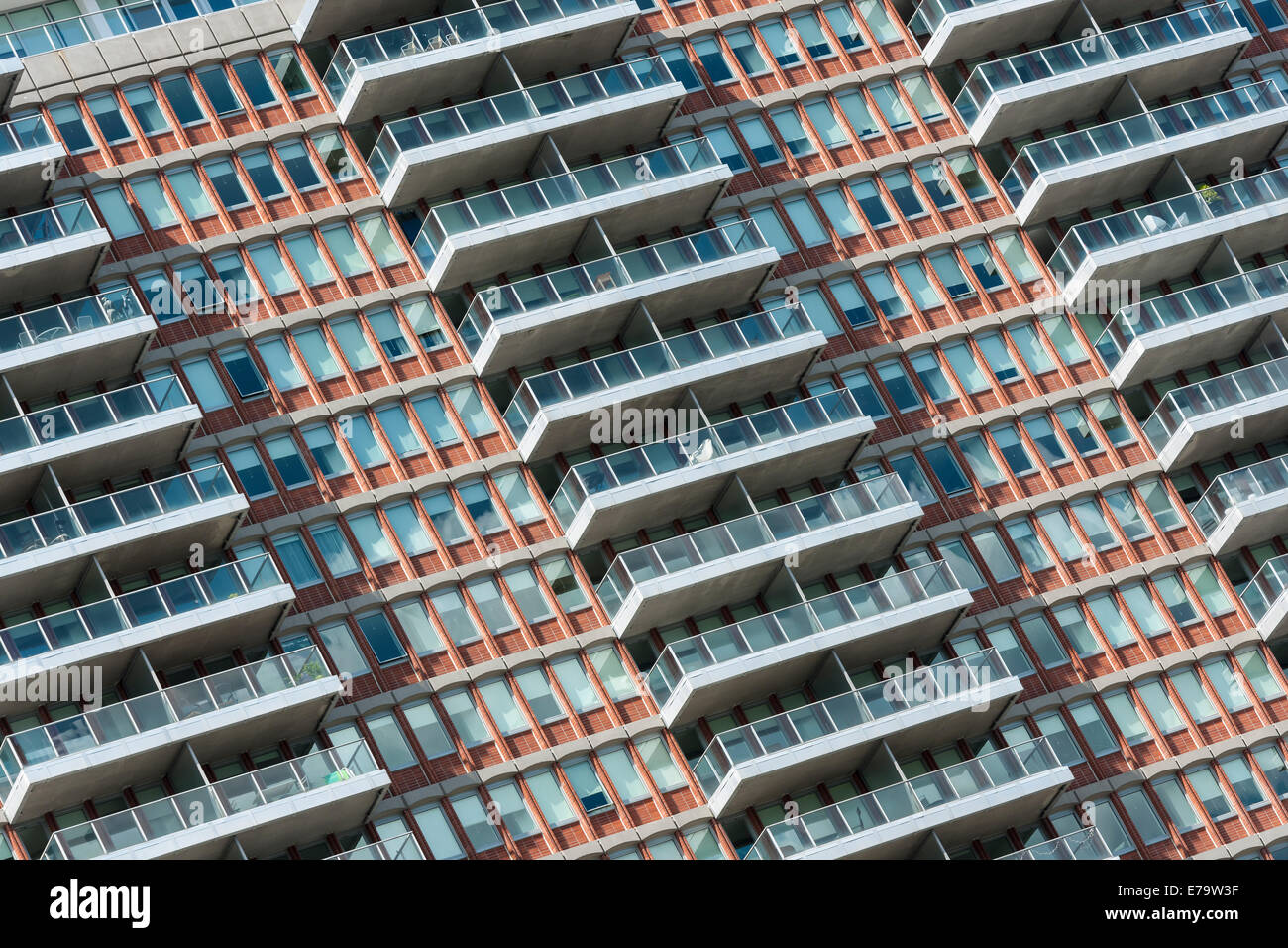 Modern City living Space - A high rise building in a modern American city provides living space for hundreds of people. Stock Photo