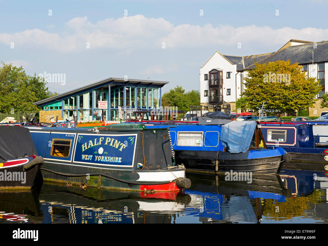 Narrowboats in the Apperley Bridge Marina, on the Leeds & Liverpool