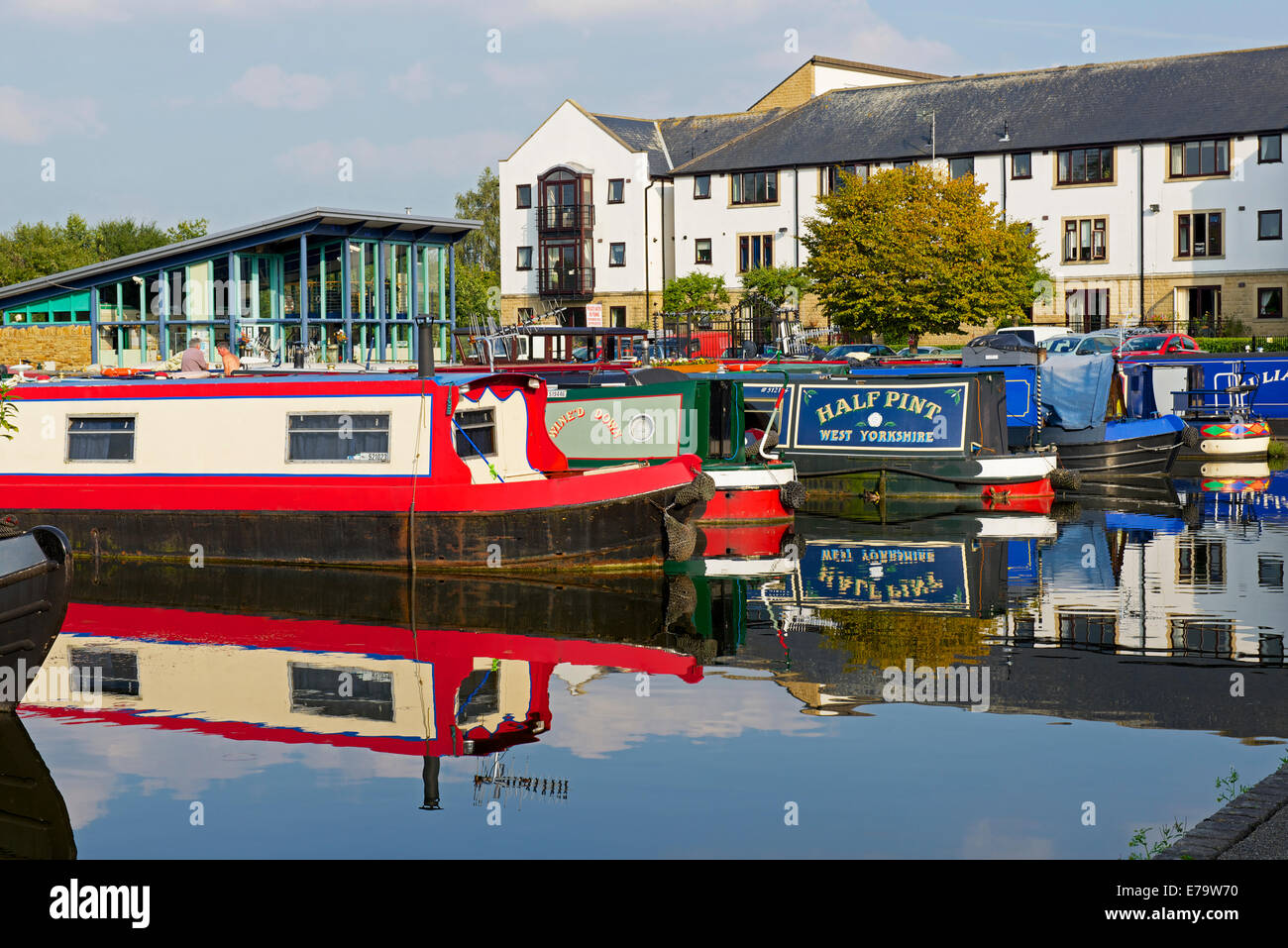 Narrowboats in the Apperley Bridge Marina, on the Leeds & Liverpool