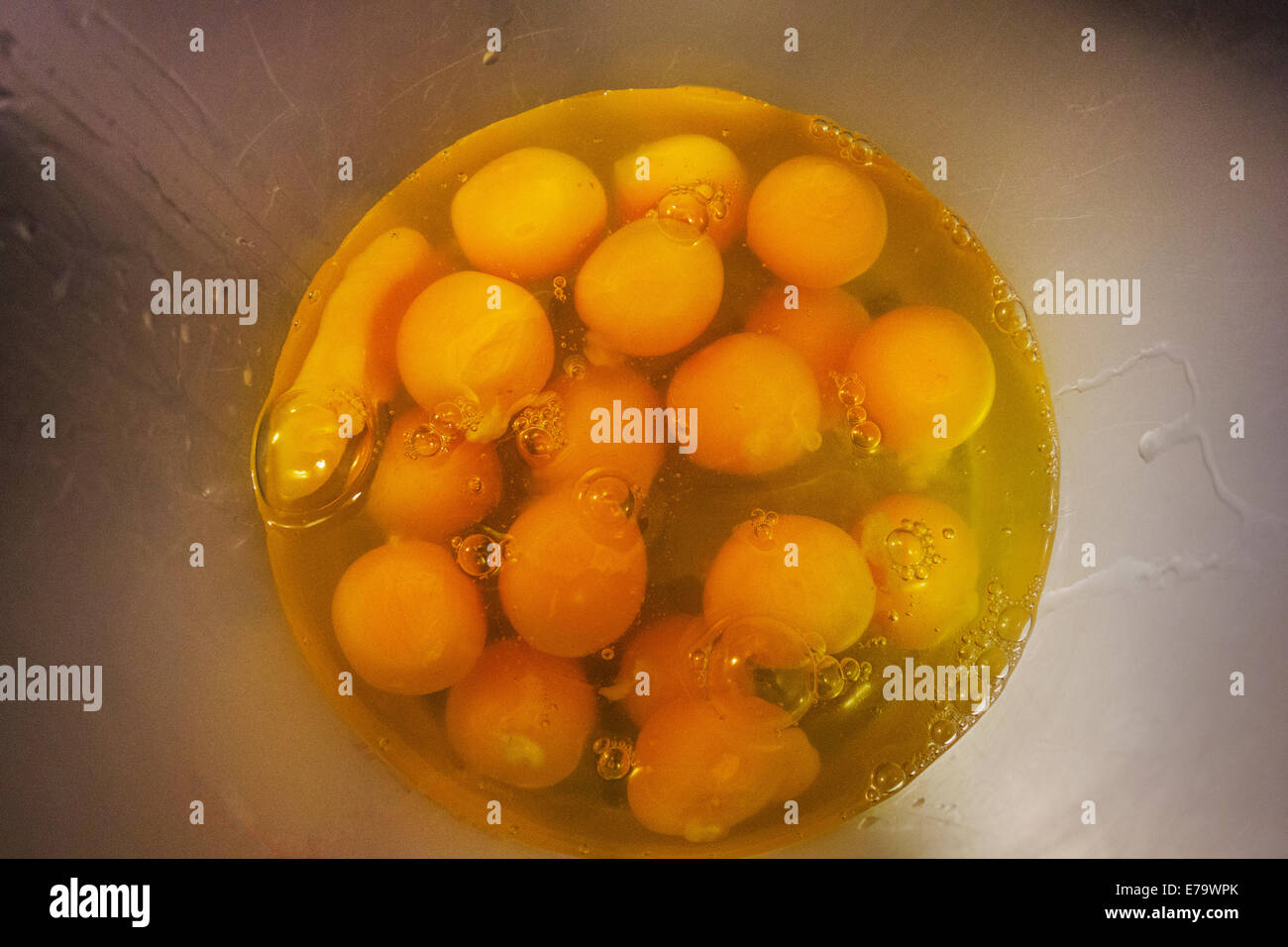 egg whites yolks in Brooklyn NYC Stock Photo
