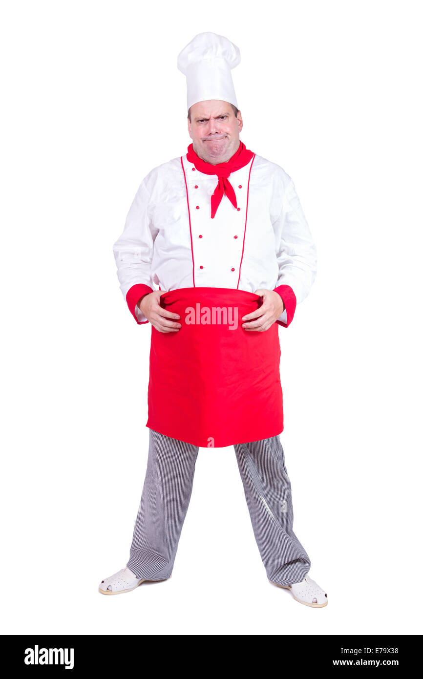 cloudy cook standing on white background Stock Photo