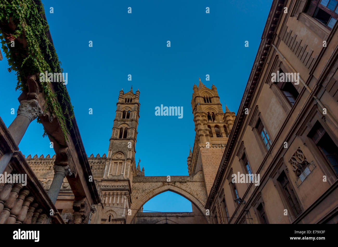 Belltowers at the Cathedral of Palermo Stock Photo