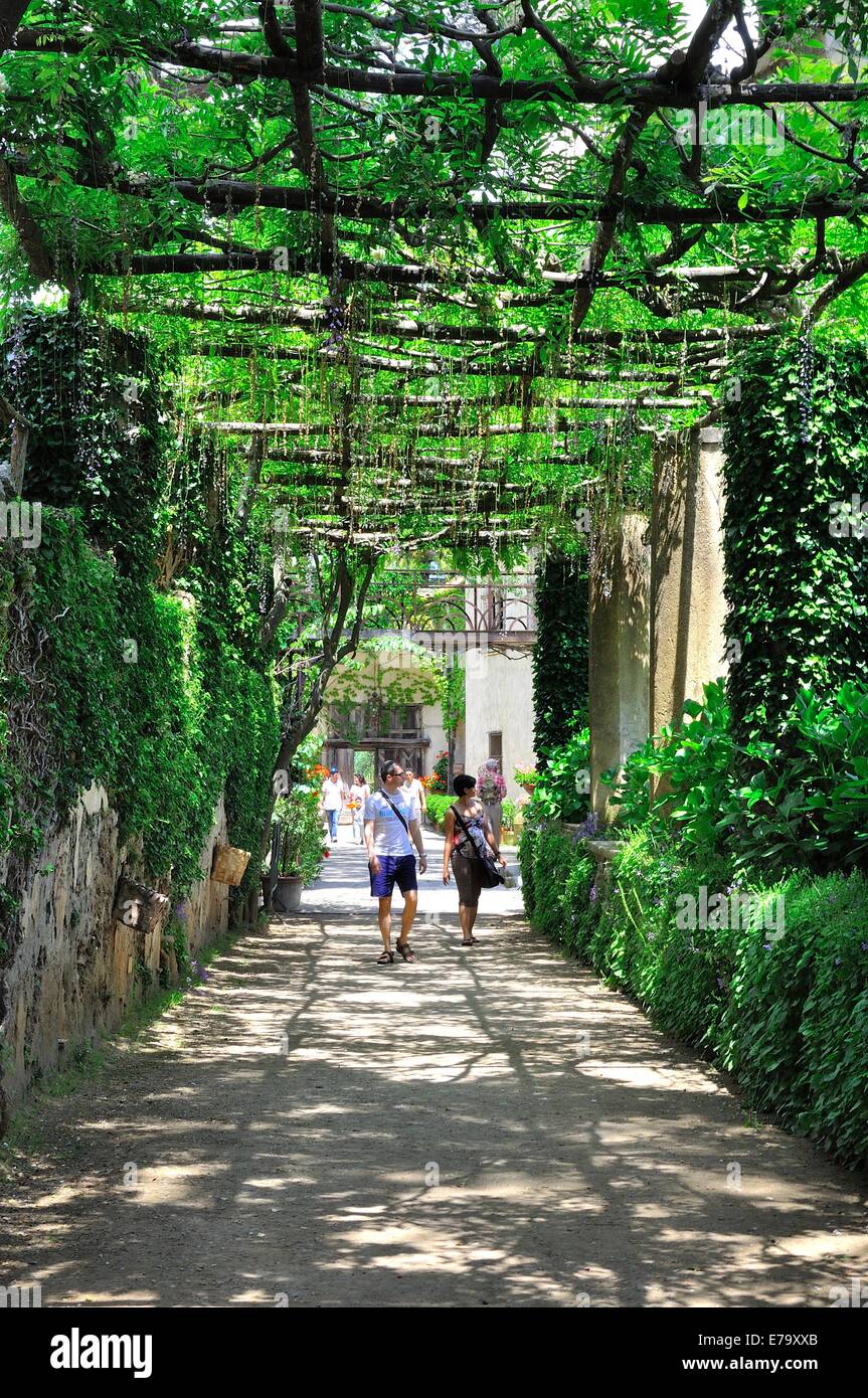 The Avenue of Immensity in the gardens of the Villa Cimbrone, Ravello, Italy Stock Photo