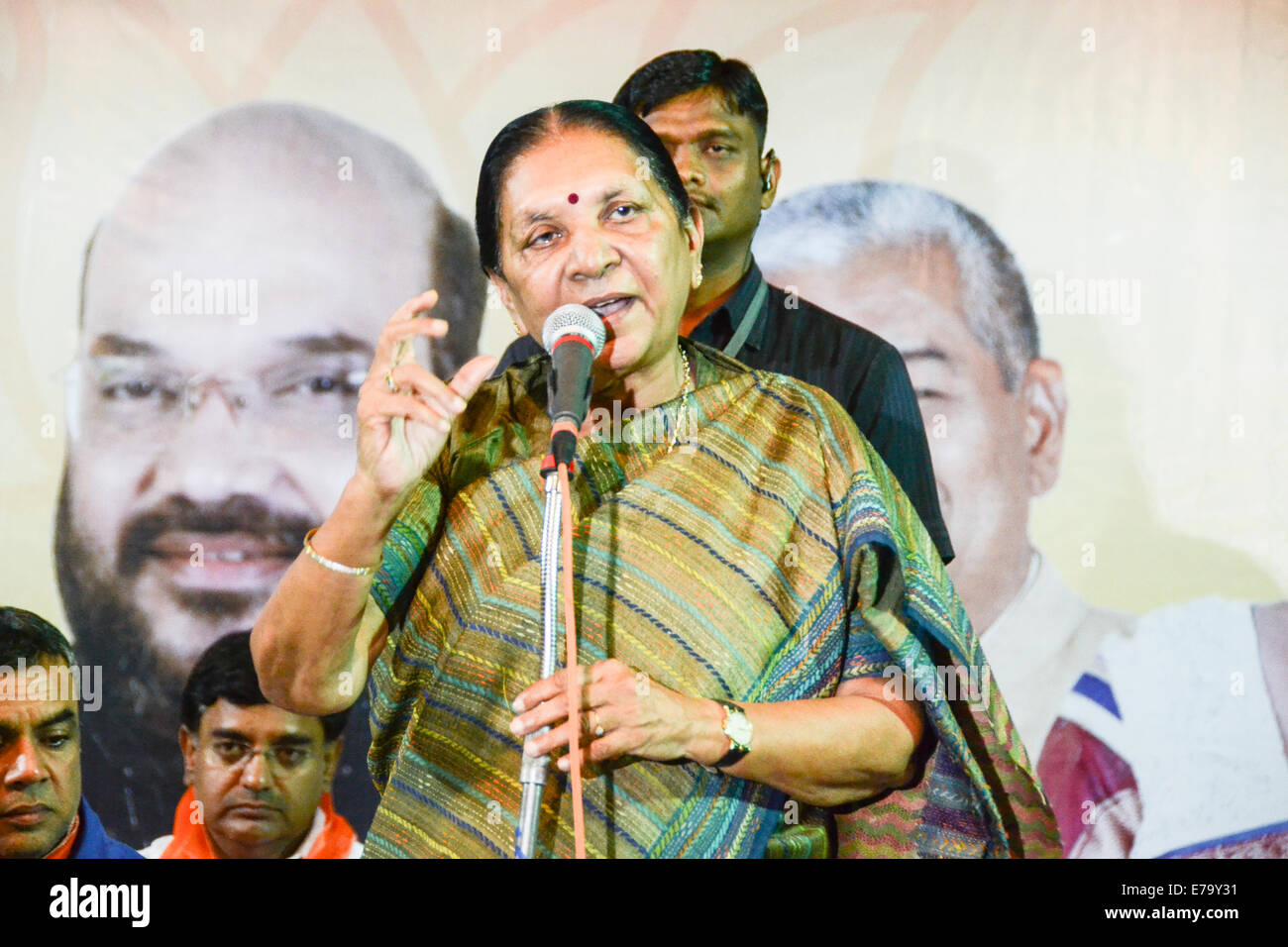 Ahmedabad, Gujarat, India. 10th September, 2014.  Chief Minister Anandi Patel says for next 50 years, no one is capable to fit in PM Shri Narendra Modi’s shoes,during event  in Maninagar,Ahmedabad, India. Credit:  Nisarg Lakhmani/Alamy Live News Stock Photo