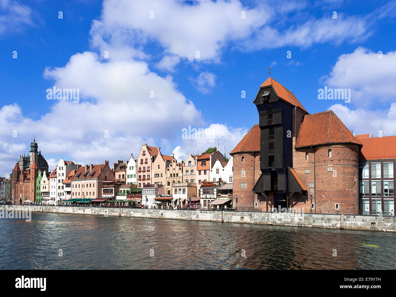 Gdansk old city in Poland with the oldest medieval port crane (Zuraw) in Europe Stock Photo