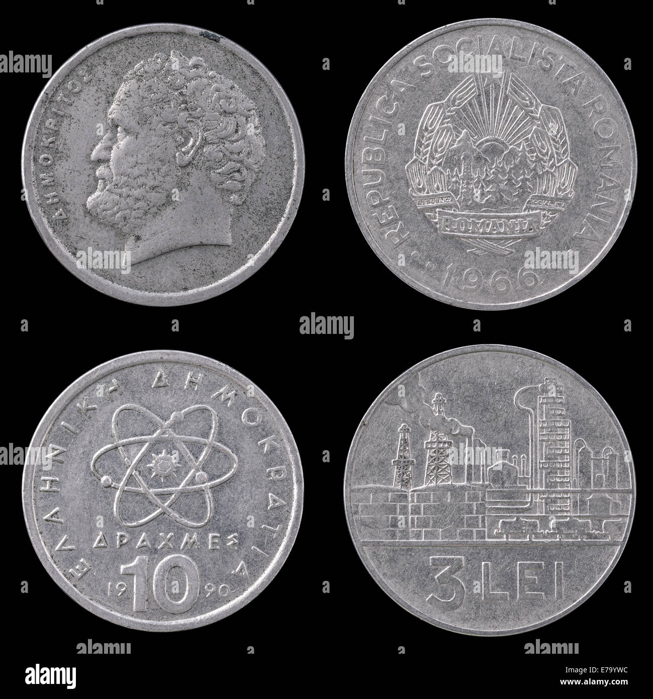 Two Old European Coins on a Black Background Stock Photo Alamy