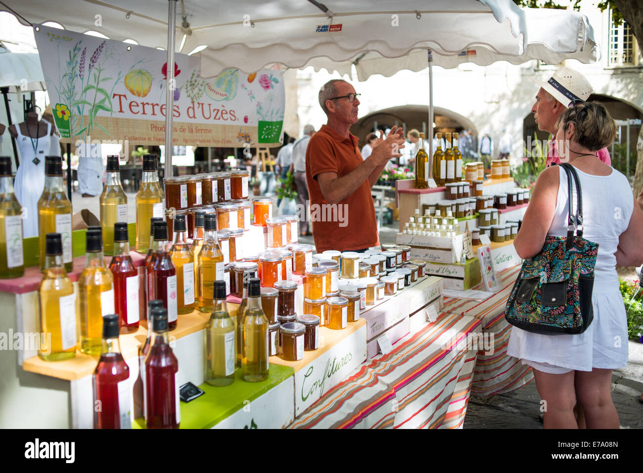 Market in Uzes, Gard, Languedoc, France Stock Photo Alamy