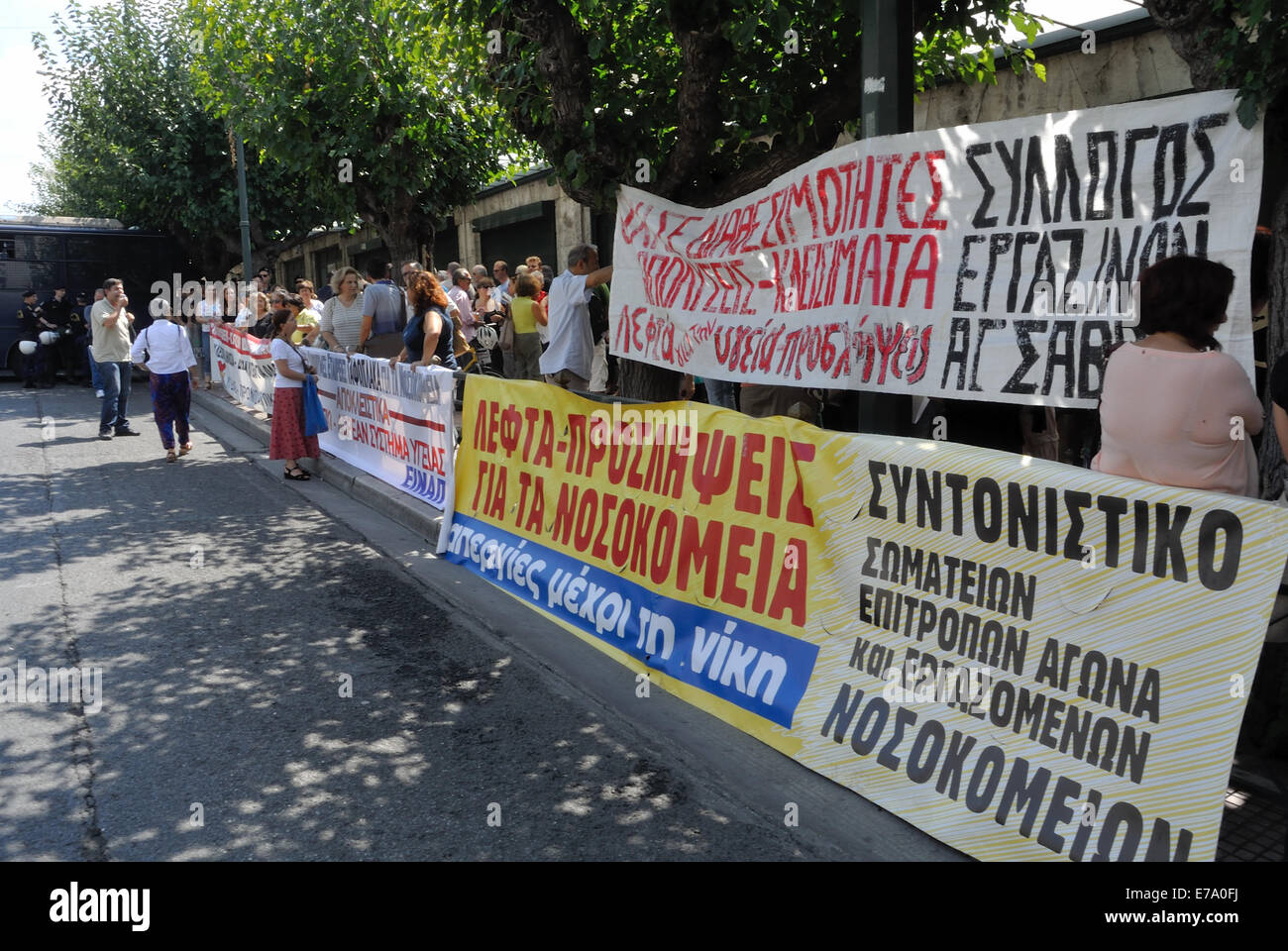 Greek Hospital Employees Gathered In Front Of The Greek Parliament