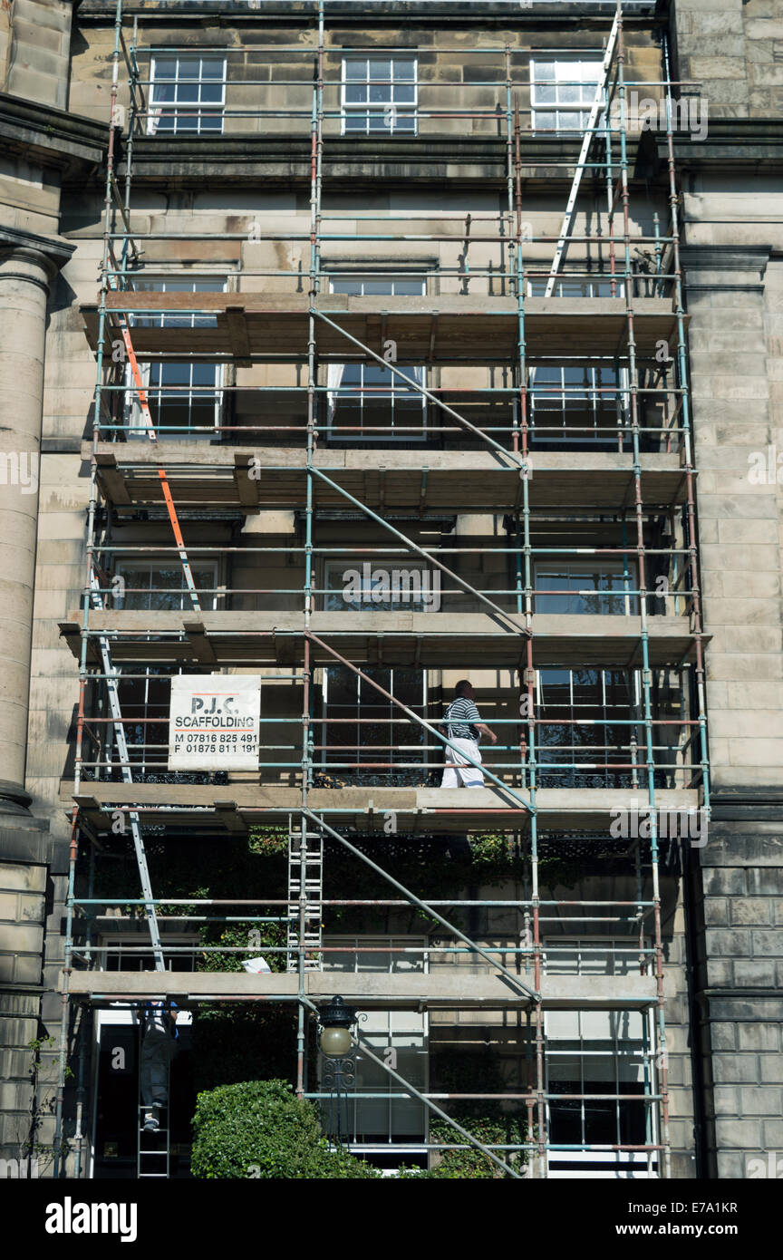 Scaffolding on the exterior of a building in Edinburgh's New Town Stock
