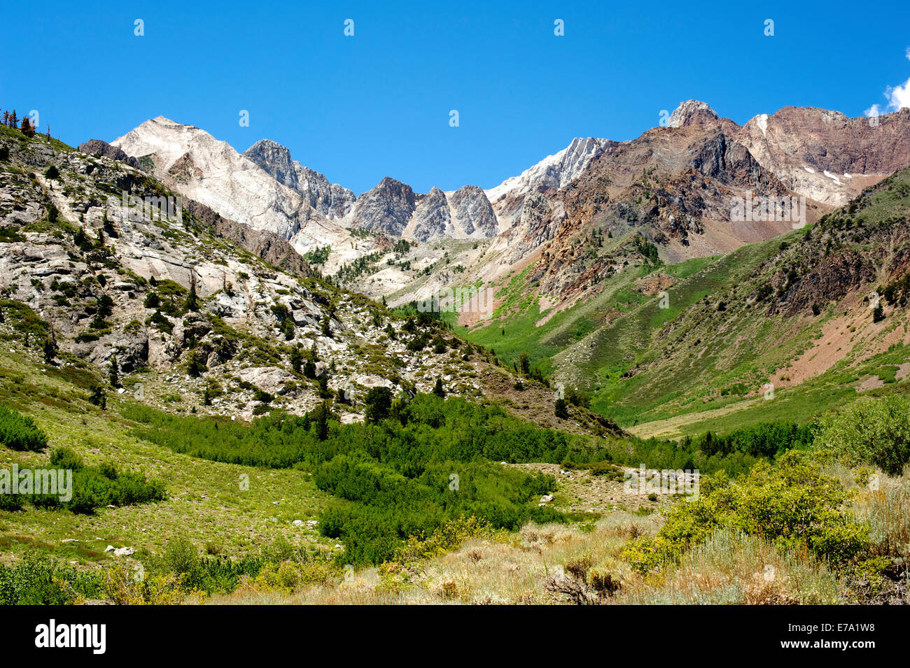 Hiking up McGee Creek Canyon in the California High Sierra Stock Photo