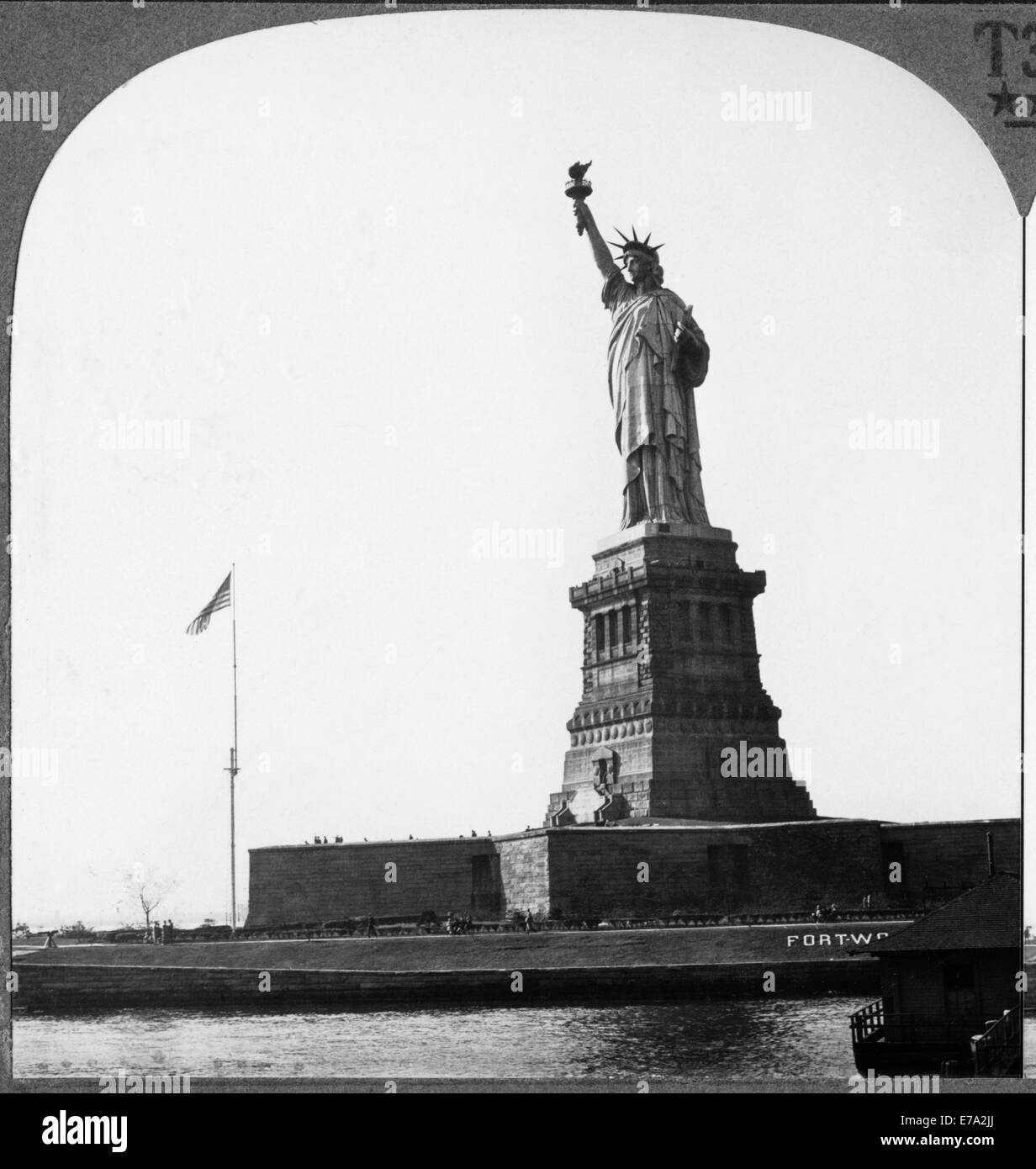 Statue of Liberty, Bedloe's Island, New York City, USA, Single Image of Stereo Card, circa 1928 Stock Photo