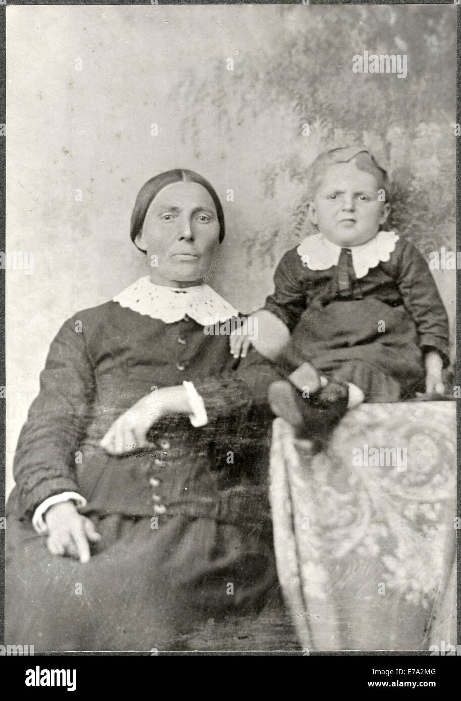 Mother and Infant Boy, Portrait, Wisconsin, USA, circa 1890's Stock Photo