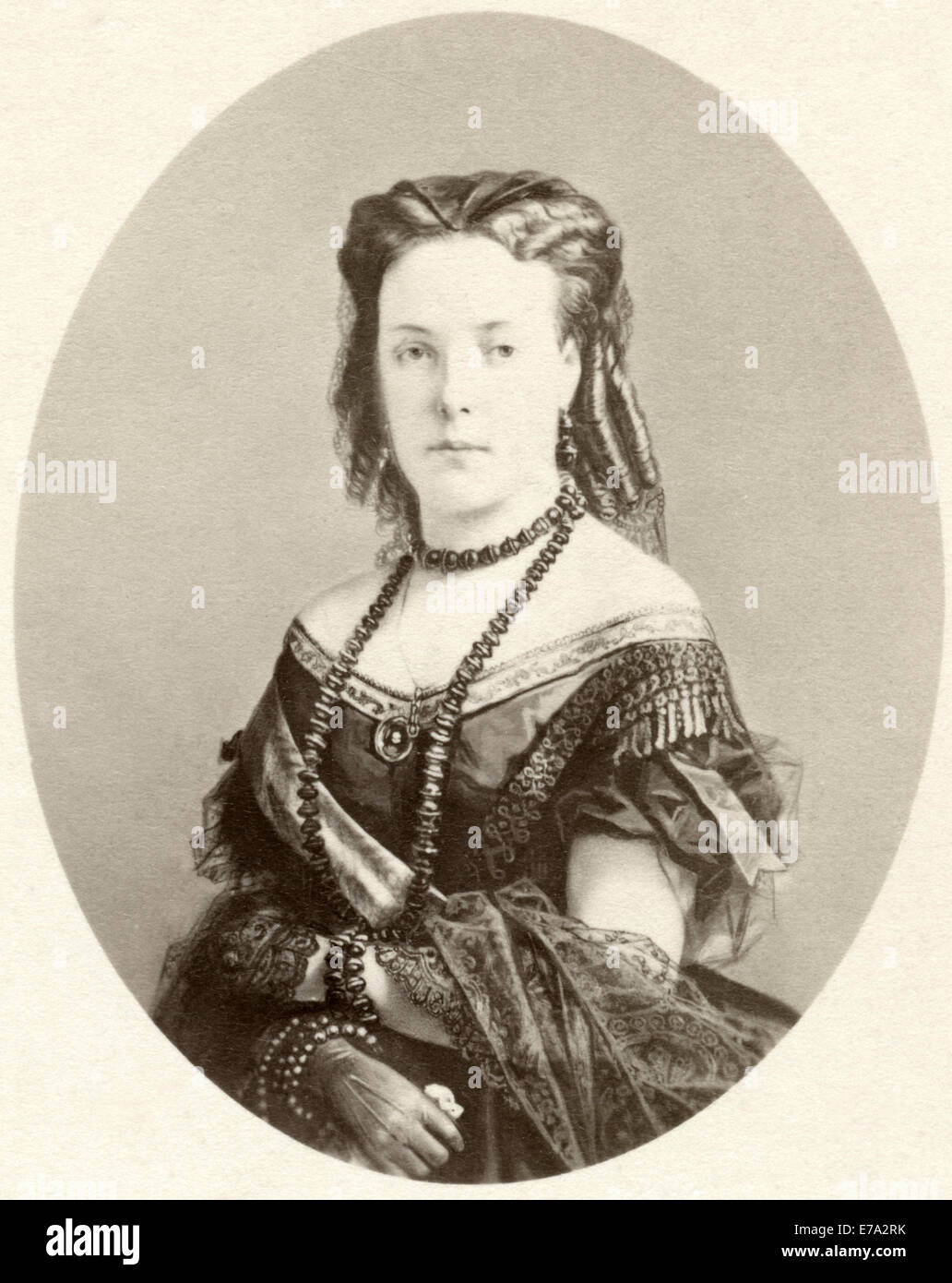 Marie Henriette of Austria (1836-1902), Queen Consort of King Leopold II of Belgium, Portrait, circa 1860's Stock Photo