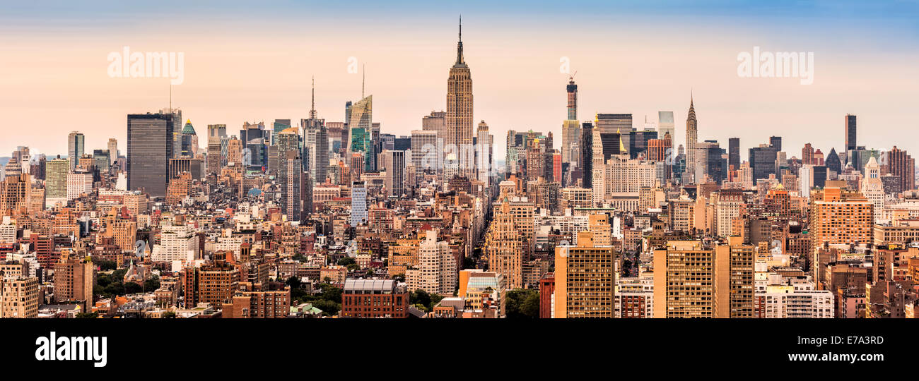 New York midtown skyline panorama at sunset. Stock Photo