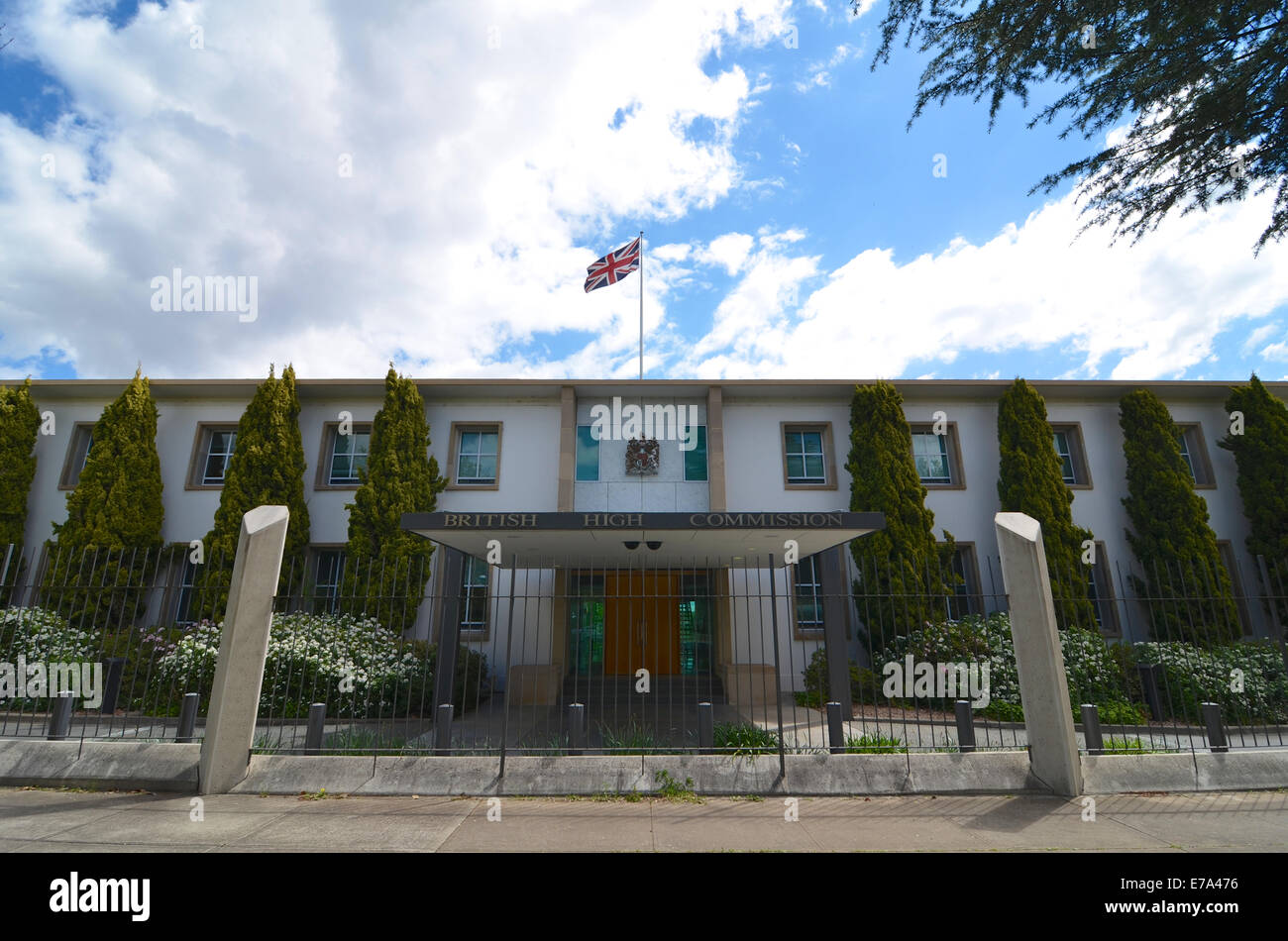 The British High Commission, flying the union flag, in Canberra, Australia Stock Photo