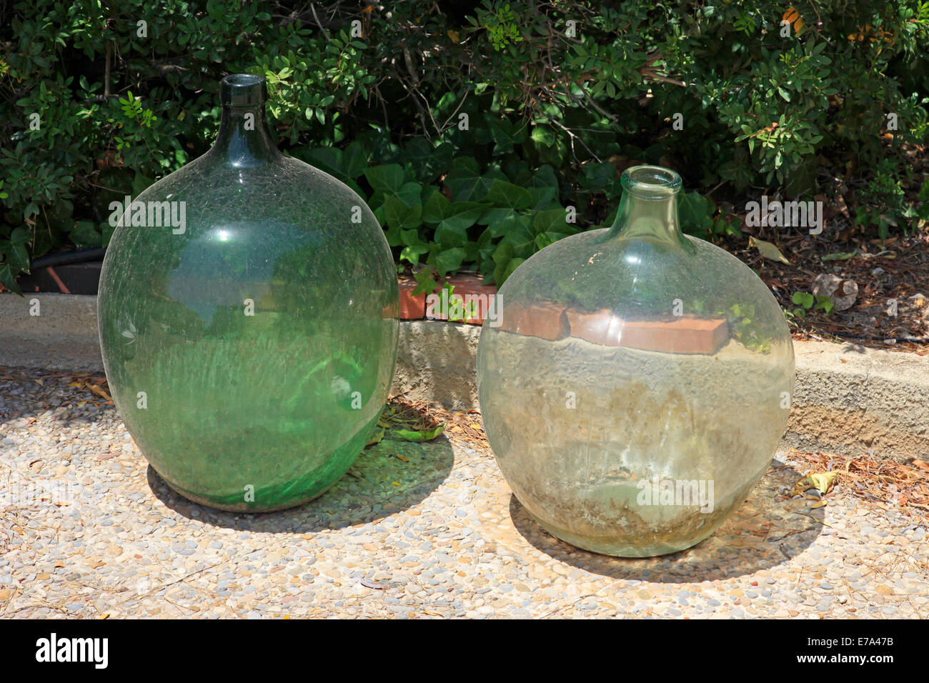 Large old glass storage jars as ornaments Stock Photo Alamy