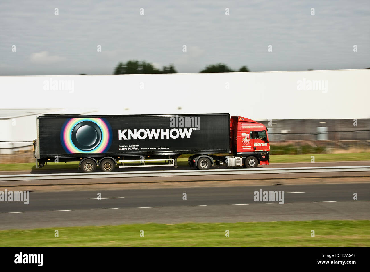 Panning a "KNOWHOW" Currys PC World articulated lorry travelling