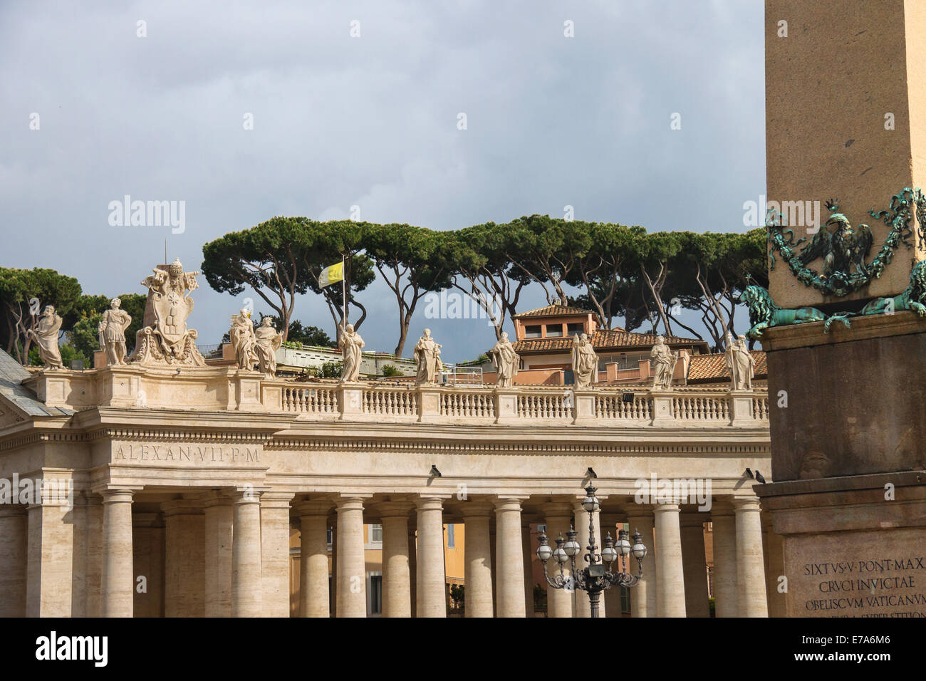 Statues on the Colonnade of St. Peter's Basilica. Vatican City, Rome, Italy Stock Photo