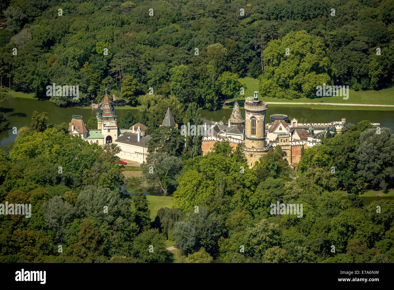 Aerial view, Franzensburg with castle gardens, Laxenburg, Achau, Lower Austria, Austria Stock Photo