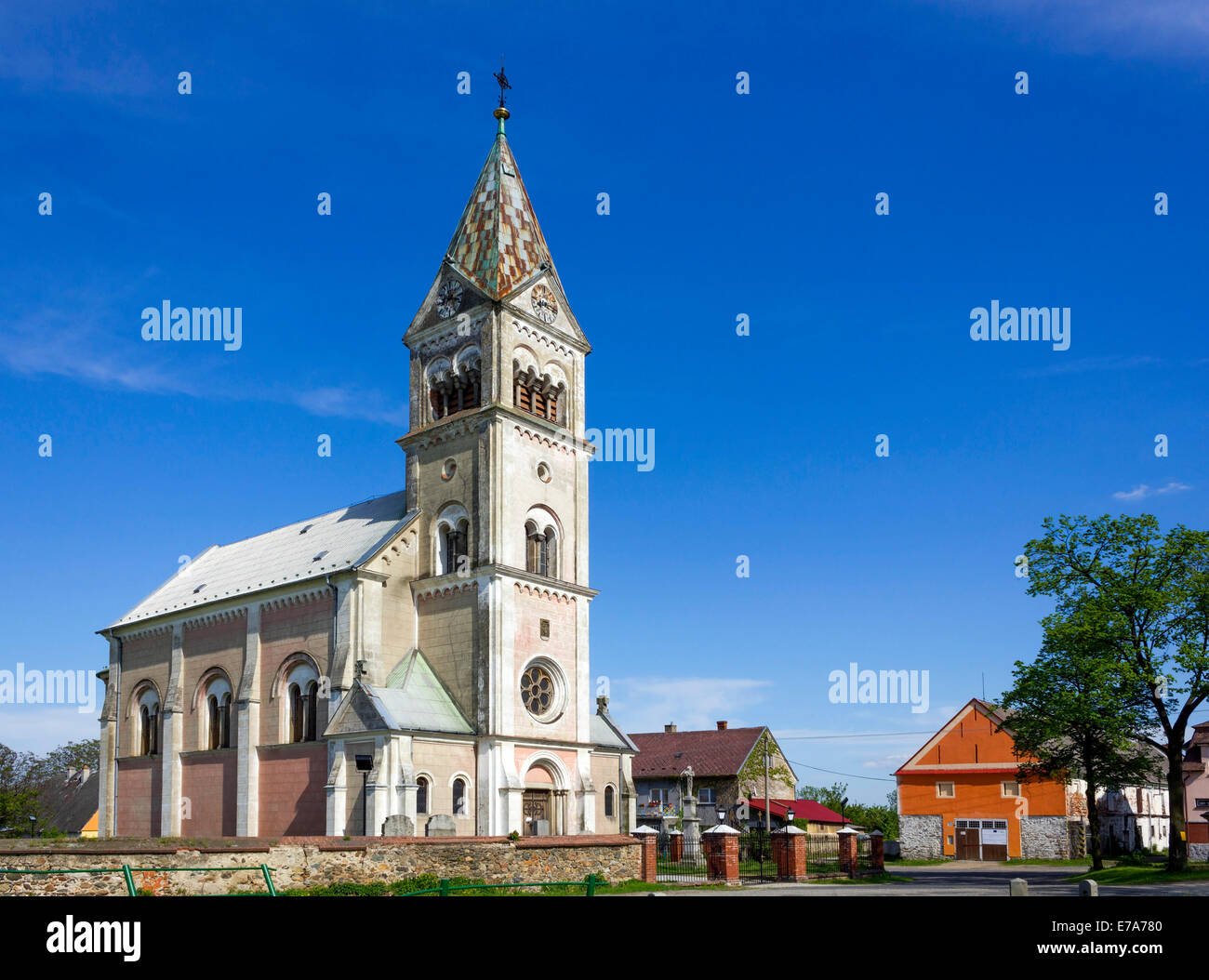 Church of St. Lawrence, Bialy Potok, Jesenik district, Olomoucky region, Czech Republic Stock Photo