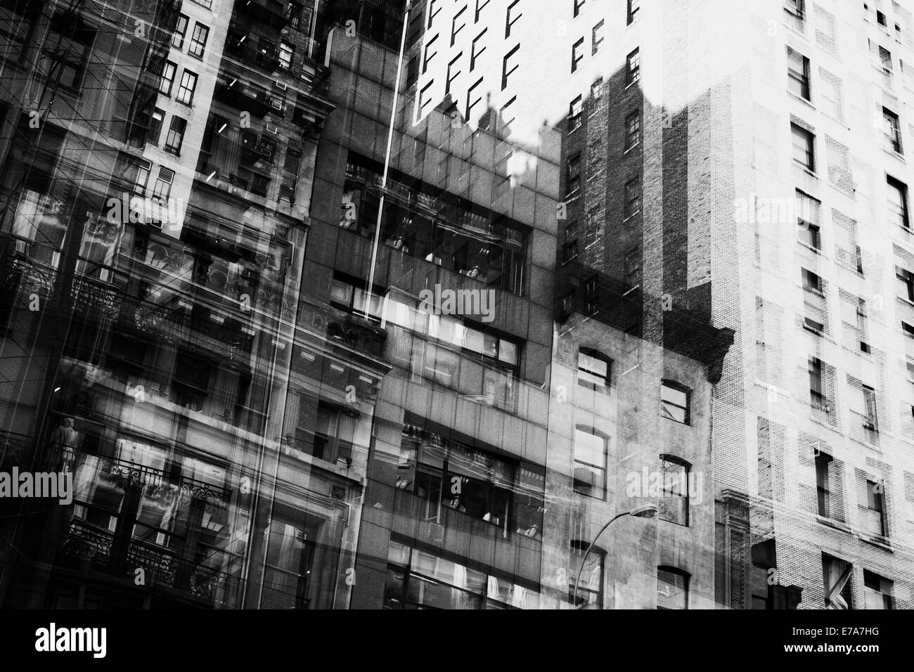 Multiple exposure of building facades Stock Photo