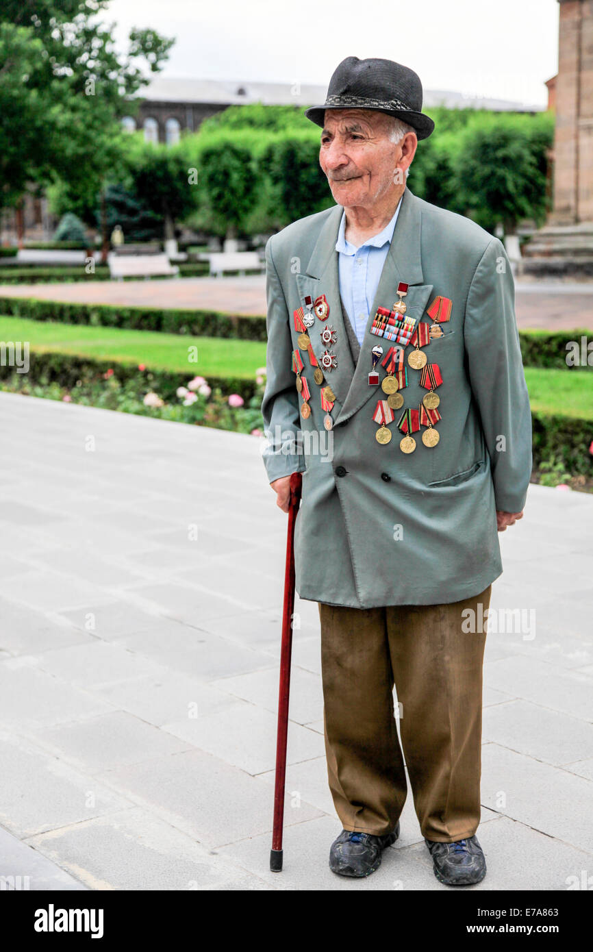 Old man with military medals. Etchmiadzin, Armavir, Armenia Stock Photo -  Alamy