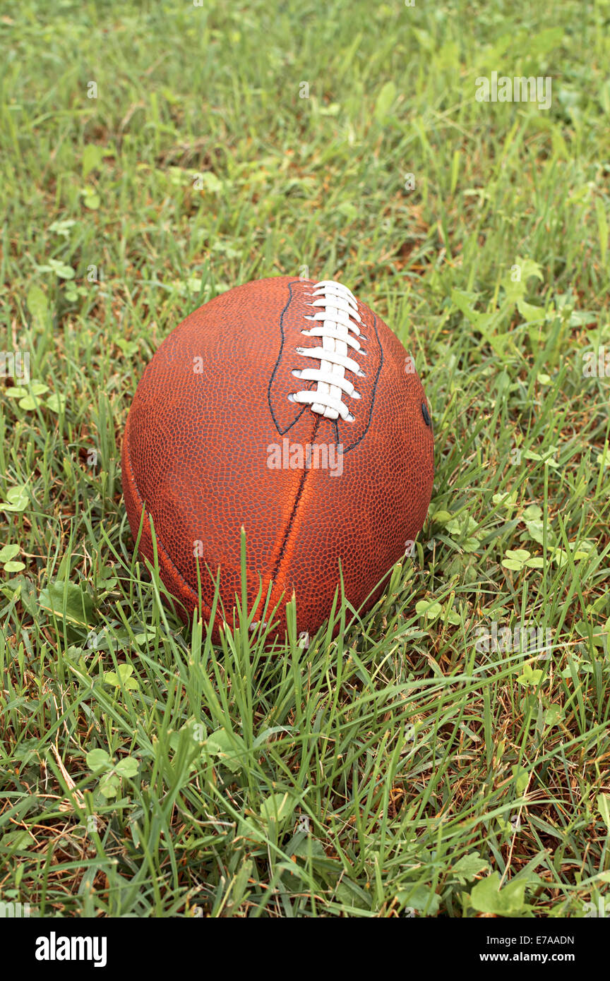 American football ball on a grass Stock Photo Alamy
