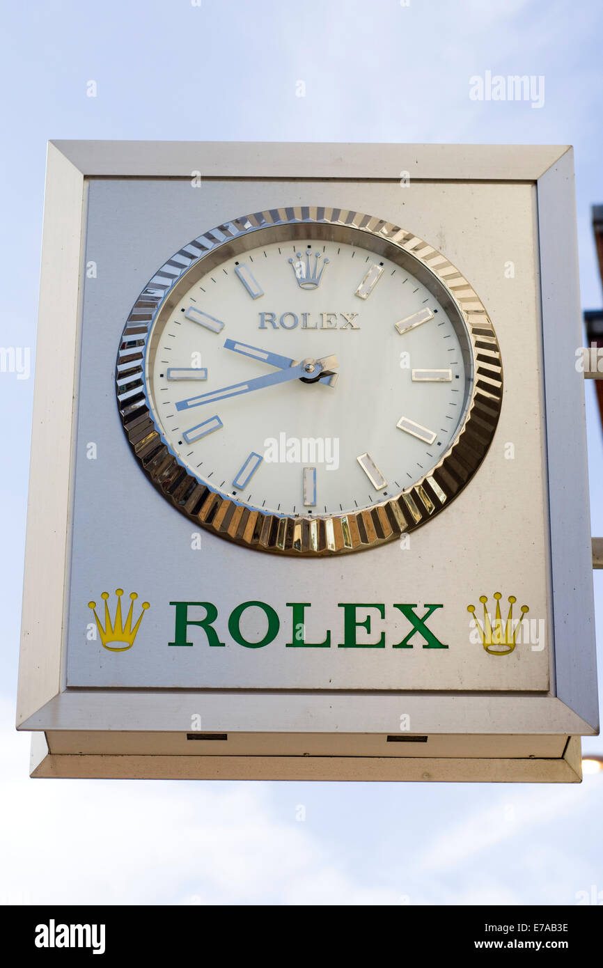 Wall Clock for Rolex on the streets of London England Stock Photo - Alamy