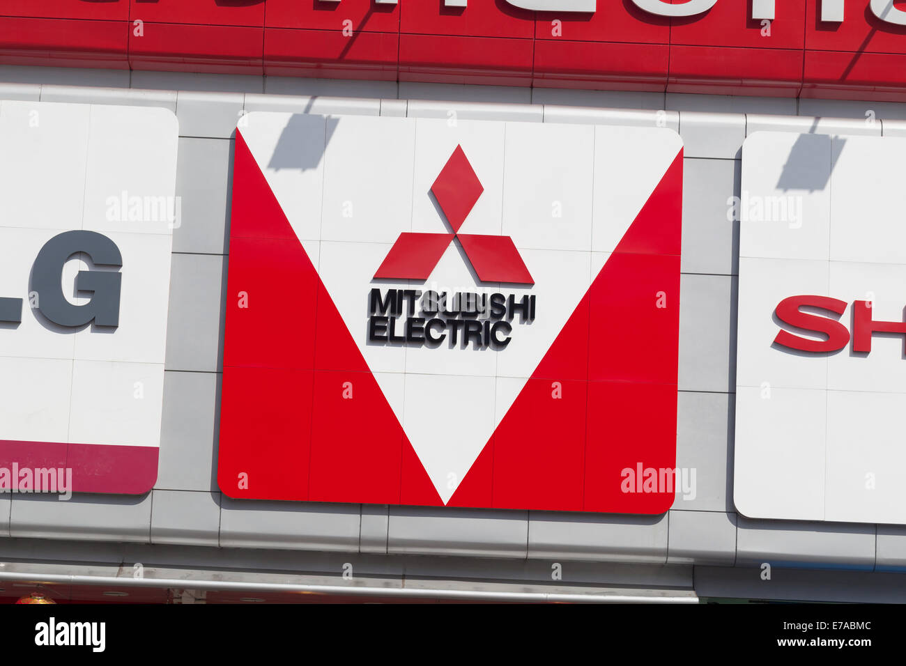 Mitsubishi electric sign Stock Photo