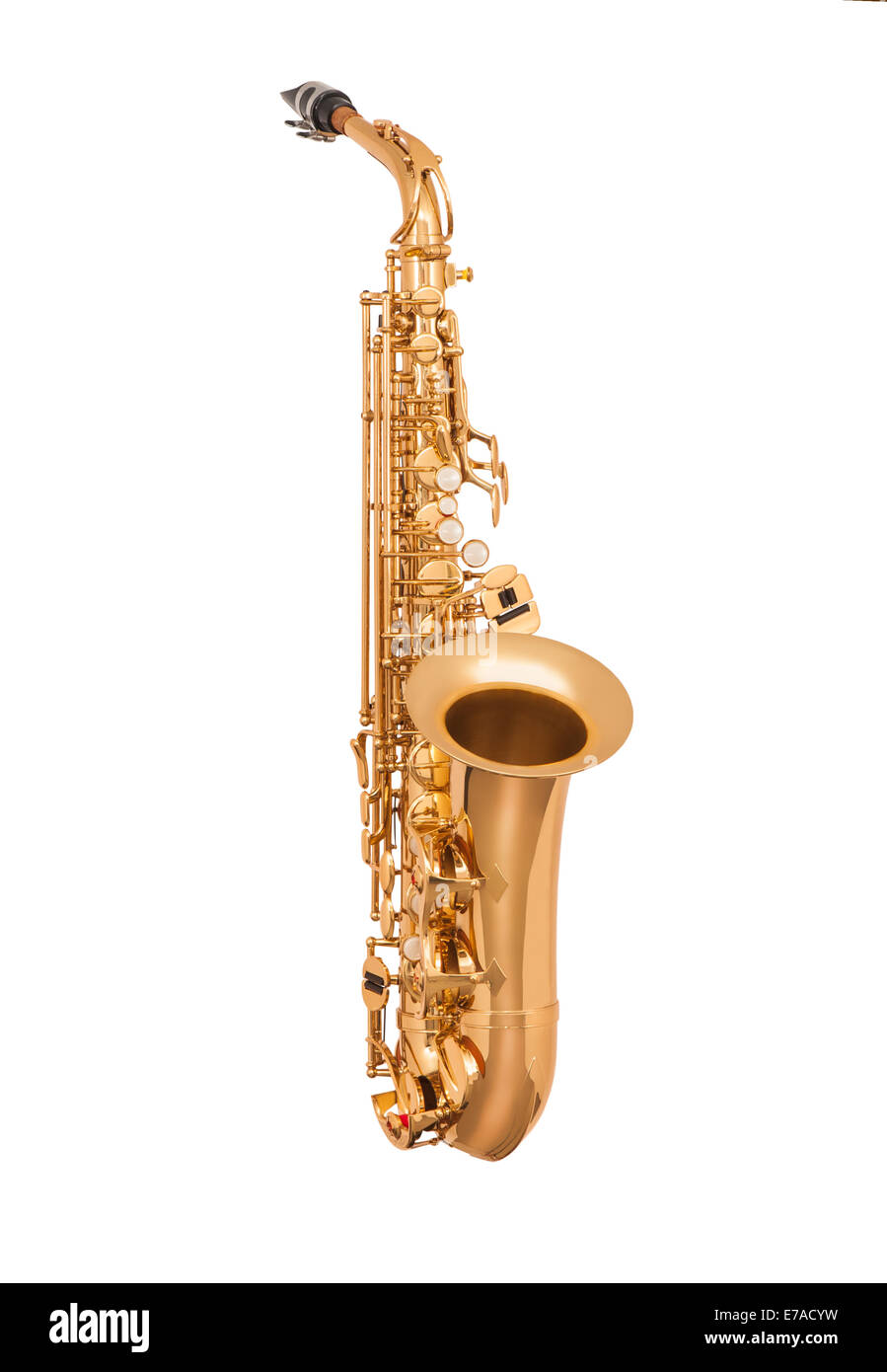 Alto saxophone in soft light isolated on white Stock Photo