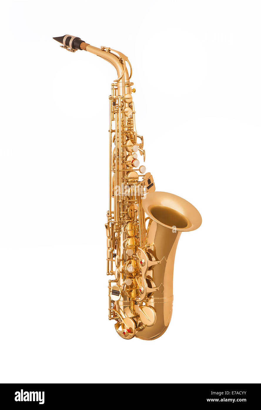 Alto saxophone in soft light isolated on white Stock Photo