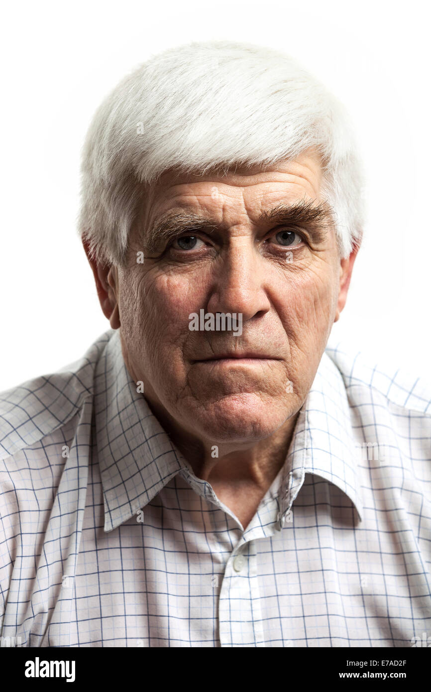 Portrait of a handsome mature man looking at camera. Isolated on white background Stock Photo