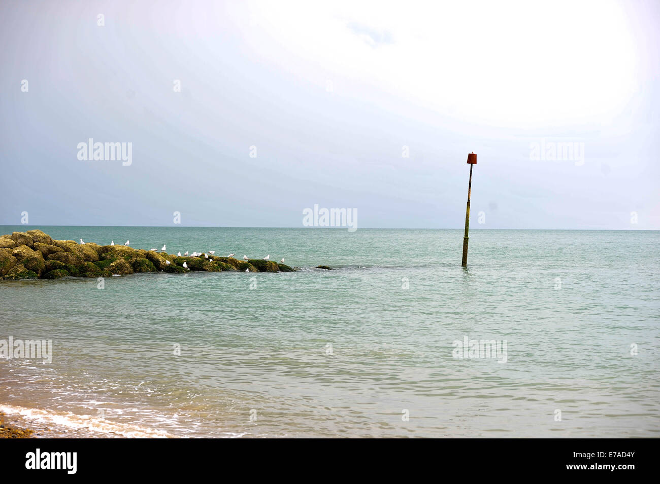 Landscape of Hythe Sea Front, Hythe, Kent, UK Stock Photo