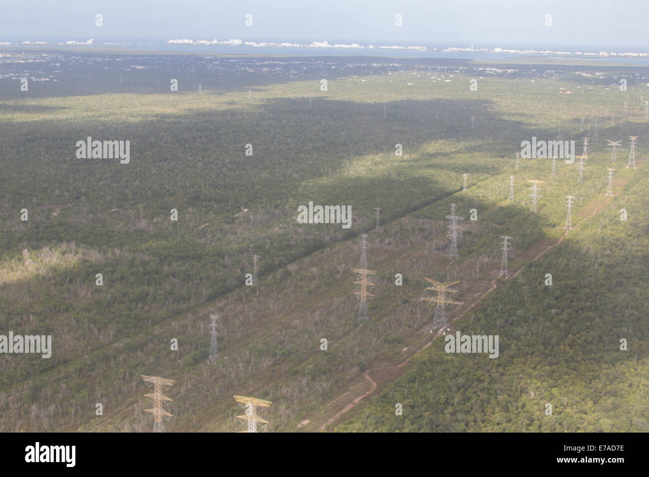 Electricity pylons near Cancun International Airport Stock Photo Alamy