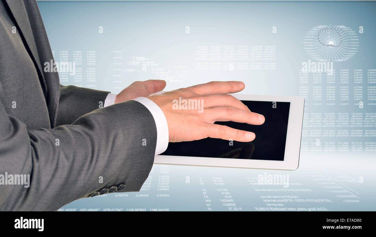Two hands using tablet pc Stock Photo - Alamy